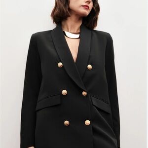 Scarpa Black and Gold Double-Breasted Blazer